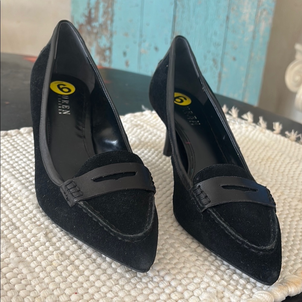 Lauren Black Suede Heels